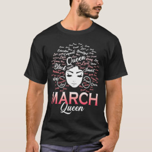 Aries Girls Black Queen Best March April Birthday T-Shirt