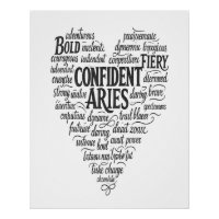 Aries Glossy Landscape Poster | Zodiac Word Cloud