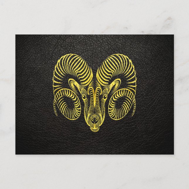 Aries Gold on Leather Postcard (Front)