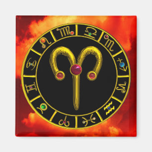 ARIES GOLD ZODIAC BIRTHDAY JEWEL Astrology Chart Magnet