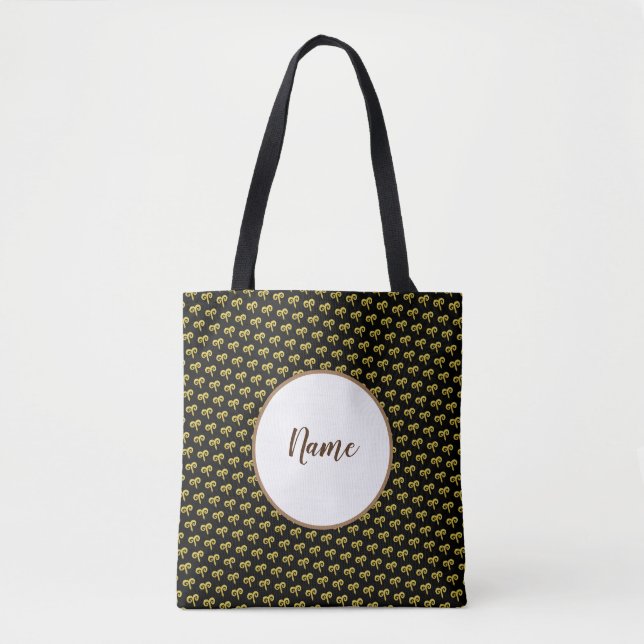 Aries  Golden Astrology Personalised Tote Bag (Front)