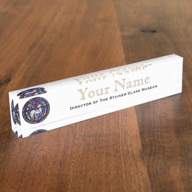 Aries Gothic Stained Glass Windows Desk Nameplate (Side)