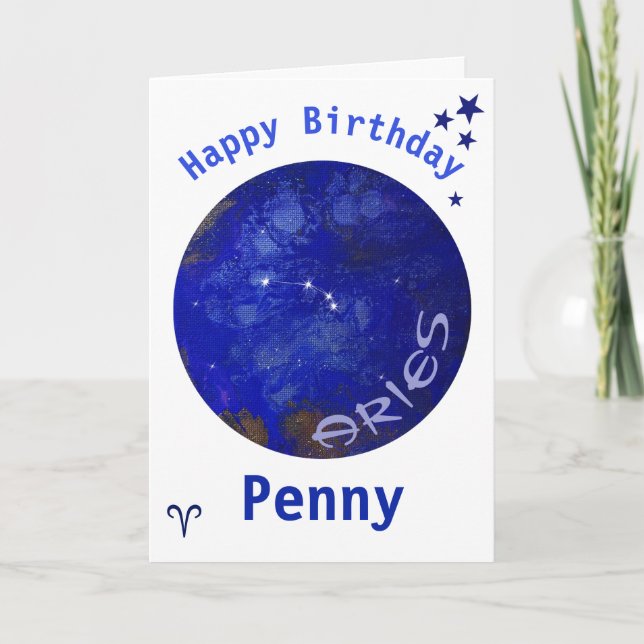 Aries Horoscope Card, Birthday Card (Front)