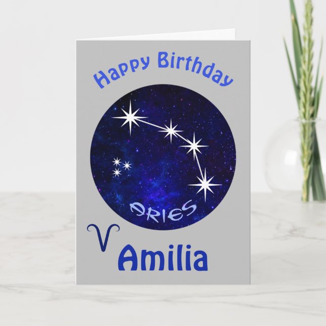 Aries Horoscope Card, Birthday Card (Front)