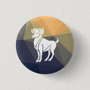 Aries horoscope goat round button