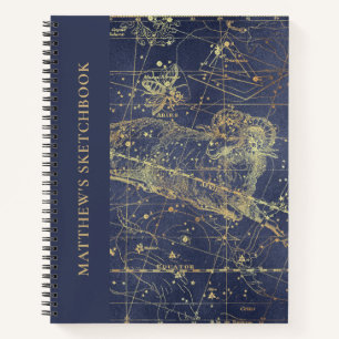 Aries Horoscope Starry Night Sketchbook with Name Notebook