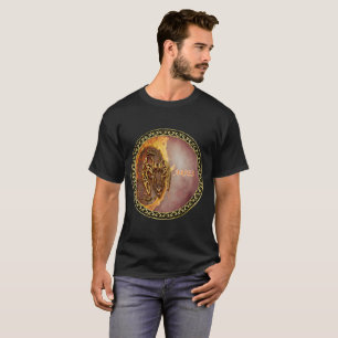 Aries Horoscope with gold foil texture with black T-Shirt