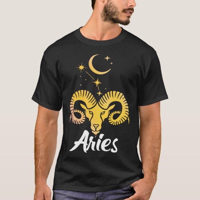 Aries Horoscope Zodiac Sign Born March April T-Shirt (Front)