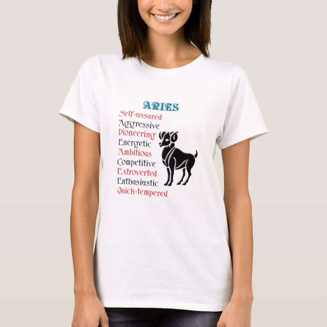 Aries Horoscope Zodiac Sign T-Shirt (Front)