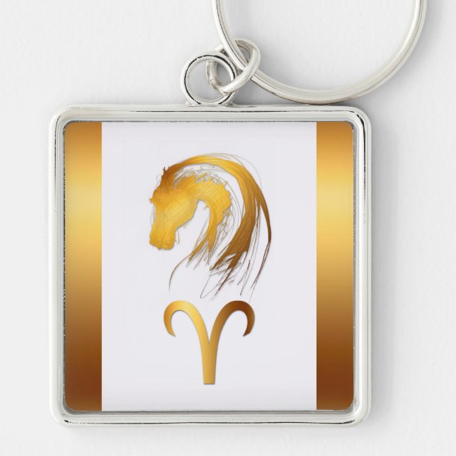Aries Horse Chinese and Western Astrology Key Ring (Front)