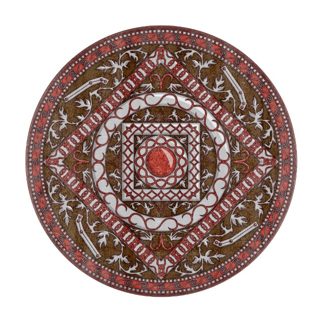 Aries Mandala Glass Cutting Board (Front)