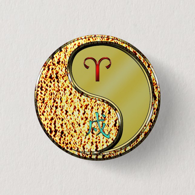 Aries & Metal Dog 3 Cm Round Badge (Front)
