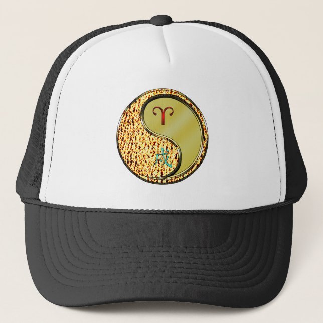 Aries & Metal Dog Trucker Hat (Front)