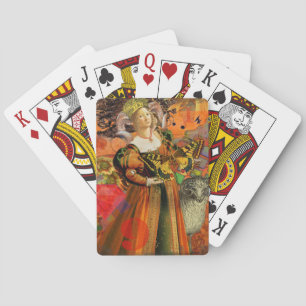 Aries Orange Woman Gothic Illustration Playing Cards