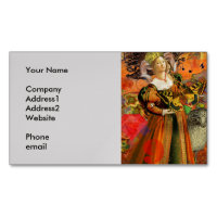 Aries Orange Woman: Gothic Ram Antique Art Collage