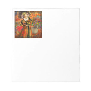 Aries Orange Woman: Gothic Ram Antique Art Collage Notepad