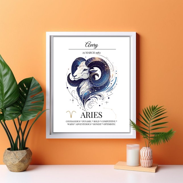 Aries Personalised Elegant Zodiac Watercolor Poster (Creator Uploaded)