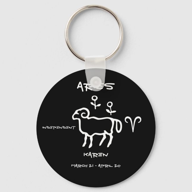Aries Personalised Key Ring (Front)