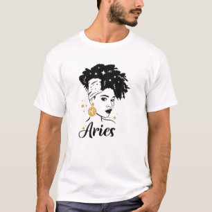 Aries Queen African American Woman Girl March Apri T-Shirt