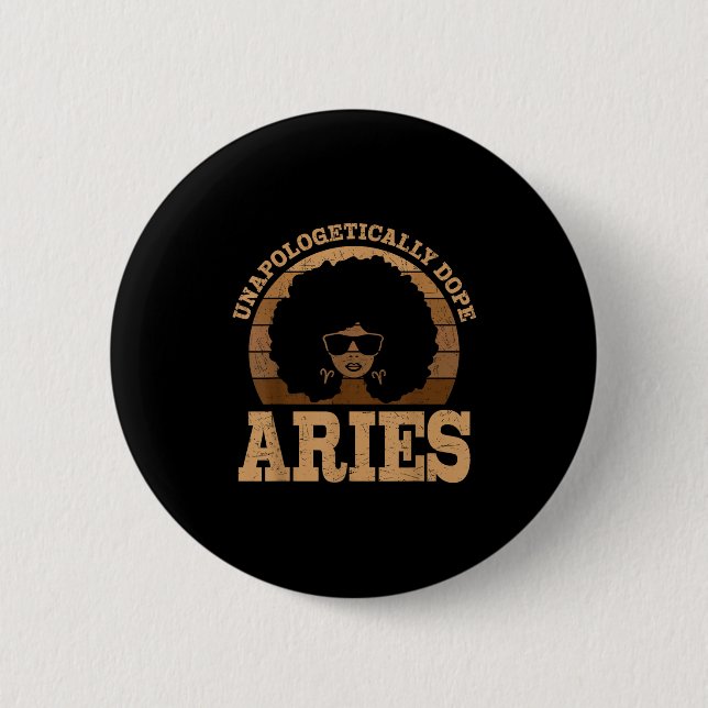 Aries Queen Afro Hair Black Woman Zodiac Sign  6 Cm Round Badge (Front)
