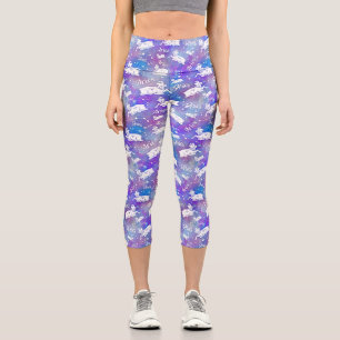 Aries Ram Constellation Stars Birthday Pattern Capri Leggings