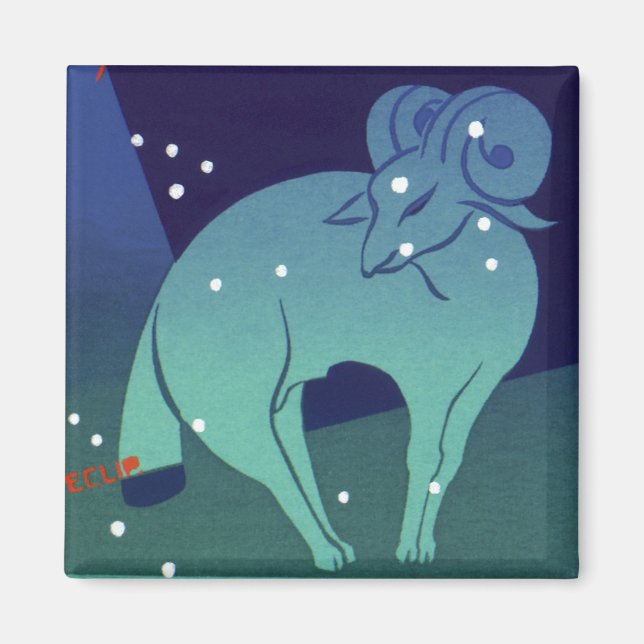 Aries Ram Constellation, Vintage Zodiac Astrology Magnet (Front)