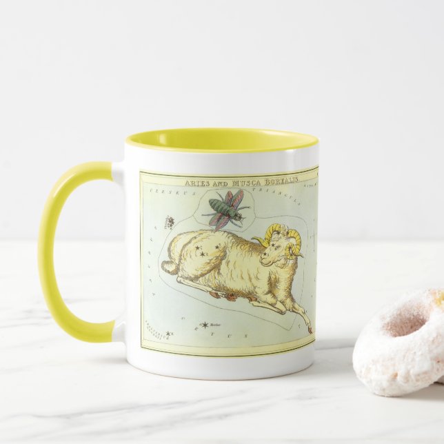 Aries Ram, Vintage Constellation, Urania's Mirror Mug (With Donut)