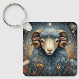 Aries Ram Zodiac Astrology Celestial Birthday Key Ring