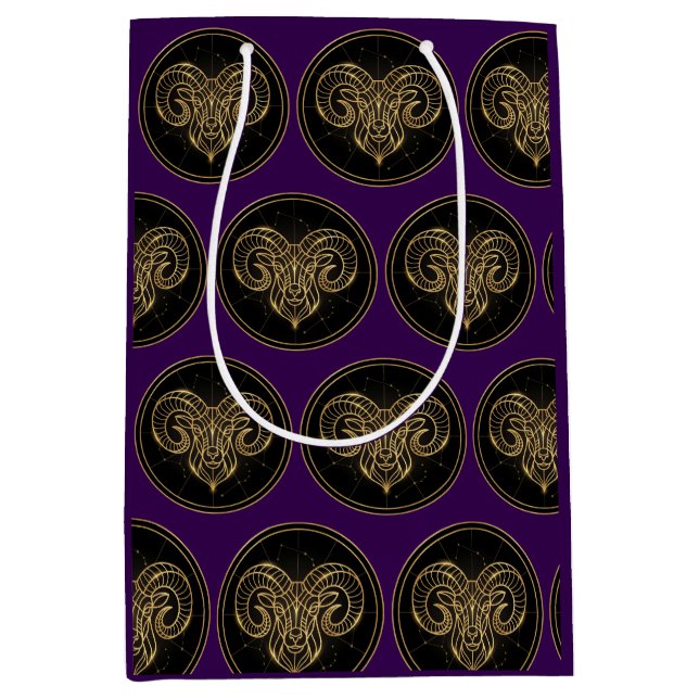 Aries Ram Zodiac March April Birthday Medium Gift Bag (Front)