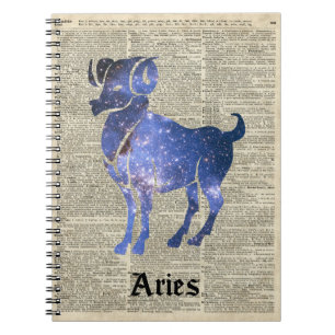 ARIES Ram Zodiac Sign Over Dictionary Page Spiral Notebook