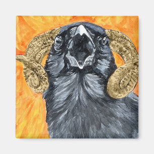 Aries Raven watercolor Magnet