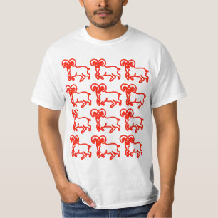 Aries Red Outline Ram T‑Shirt – Bold Aries Energy  T-Shirt