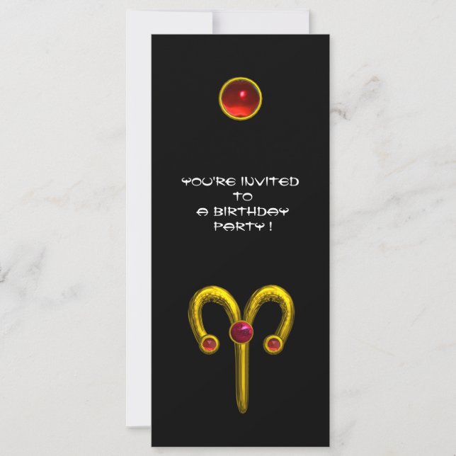 ARIES RUBY ,  bright yellow black red Invitation (Front)