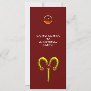 ARIES RUBY ,  bright yellow  red Invitation