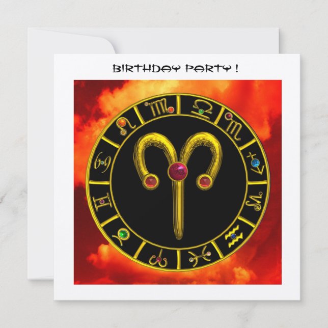ARIES RUBY circle,bright yellow red orange white Invitation (Front)