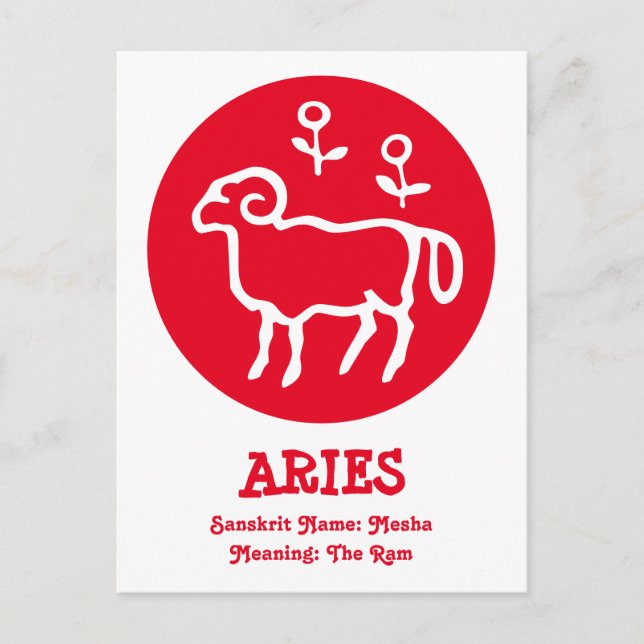 Aries Sanskrit Postcard (Front)