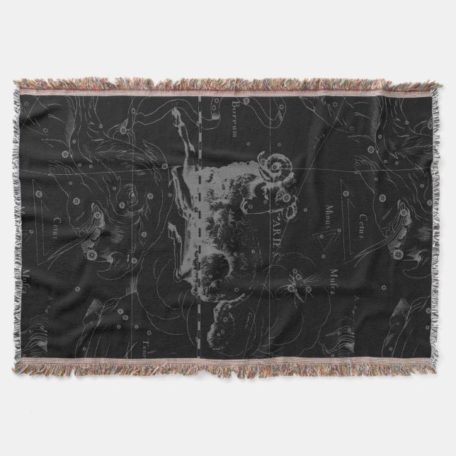 Aries Sign Constellation Hevelius circa 1690 Throw Blanket (Front)