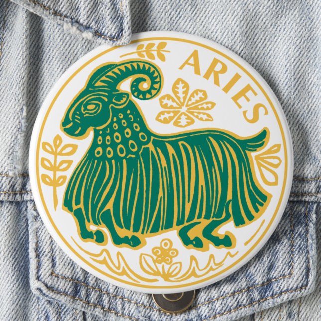 Aries Sign of the Zodiac on a 10 Cm Round Badge (Creator Uploaded)