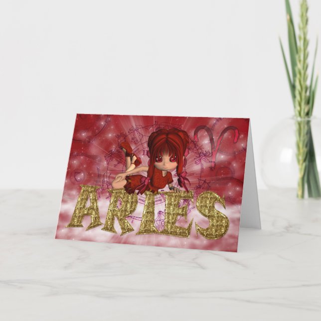 Aries Star Sign Birthday Card (Front)