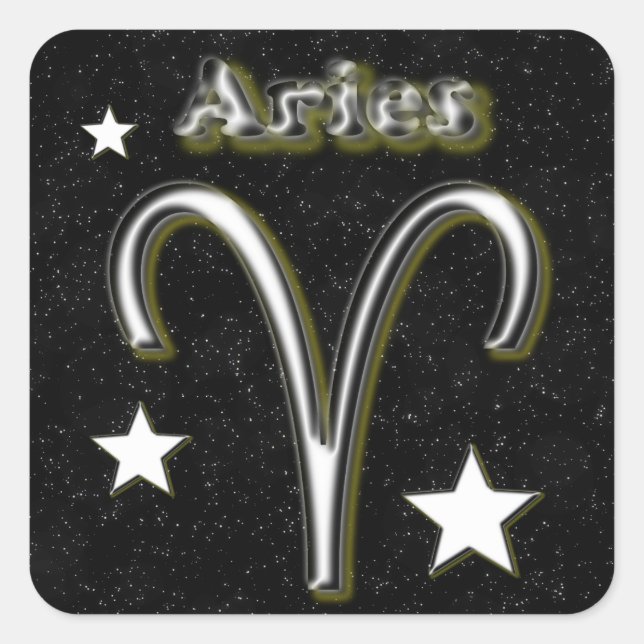 Aries symbol square sticker (Front)