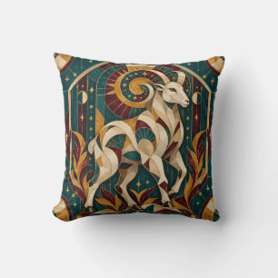 Aries Teal Burgundy Geometric Mosaic Cushion