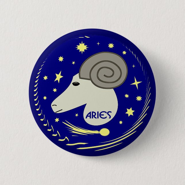 Aries the Ram 6 Cm Round Badge (Front)