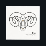 Aries the ram personalized trinket napkin<br><div class="desc">Celebrate your next zodiac themed birthday party for Aries the Ram in modern gold and black. Aries astrology zodiac star sign horoscope black and gold stylized ram with zodiac star sign name in a stylish black font. A unique birthday party themed table item keepsake for someone celebrating a birthday under...</div>