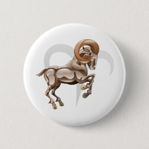 Aries the ram star or birth sign 6 cm round badge