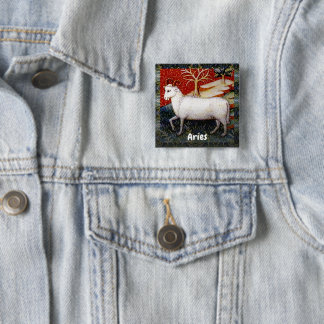 Aries the Ram Zodiac Sign Birthday Party 15 Cm Square Badge