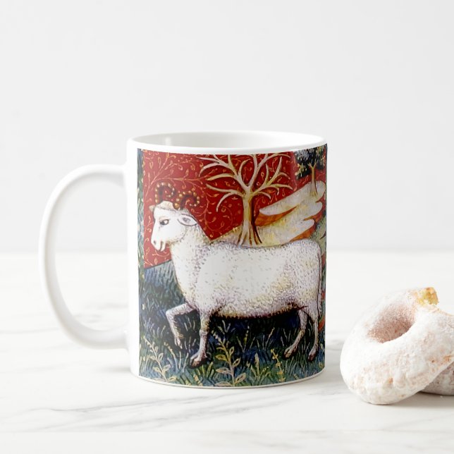 Aries the Ram Zodiac Sign Birthday Party Coffee Mug (With Donut)