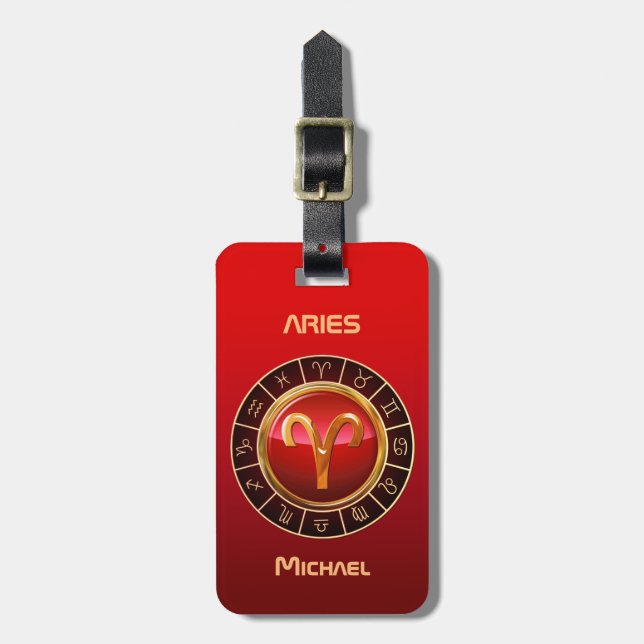 ARIES - The Ram Zodiac Symbol Luggage Tag (Front Vertical)