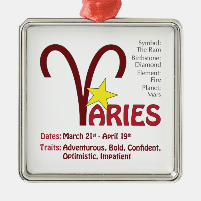 Aries Traits Square Ornament (Front)