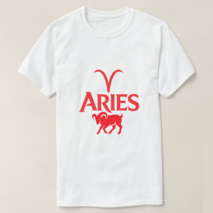 Aries Typography Minimalist Zodiac Red Graphic T-Shirt