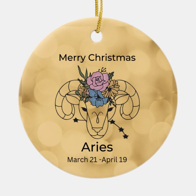 Aries Vintage Inspired Christmas Ornament (Front)